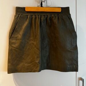 Vintage Missoni Olive Green Lamb Leather Mini Skirt